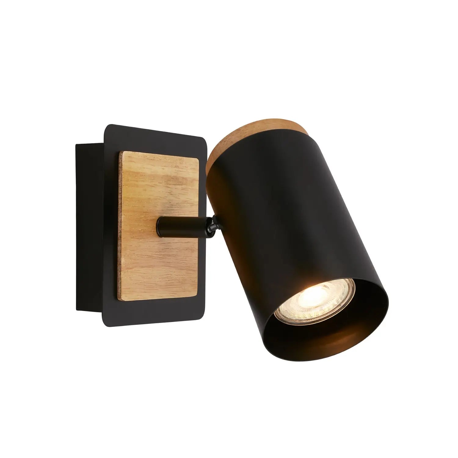 B-Ware Briloner Wandstrahler Wandleuchte Duta Schwarz Holz Holz Ausladung 16 Cm