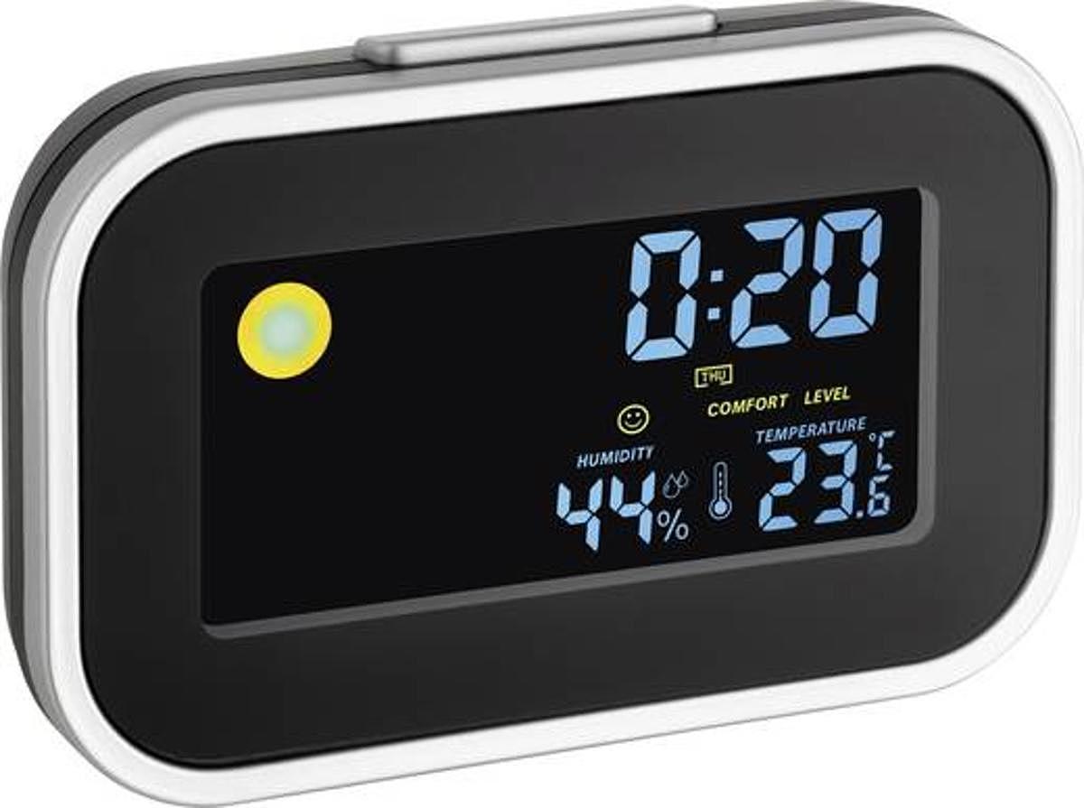 B-Ware Tfa Quarz Wecker Kat.Nr. 60.2015 Schwarz Silber Alarmzeiten 1