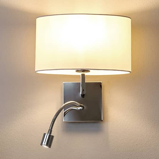 B-Ware Lucande Weiße Stoff Wandleuchte Wandleuchte Lampe Leuchte Karla Mit Led Leselich