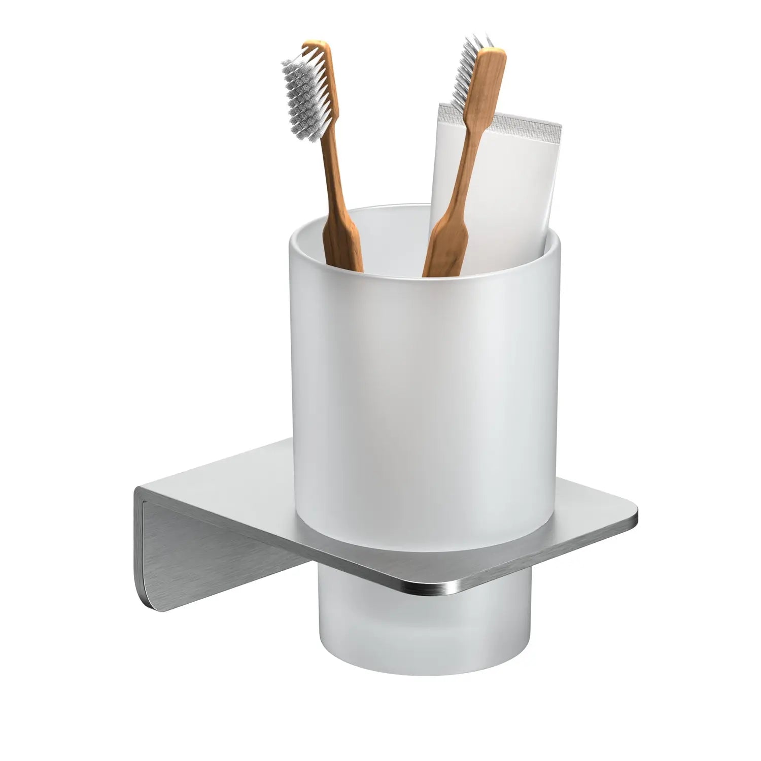 B-Ware Weissenstein Zahnputzbecherhalter Becher Badezimmer Halter Milchglas Silber Womo