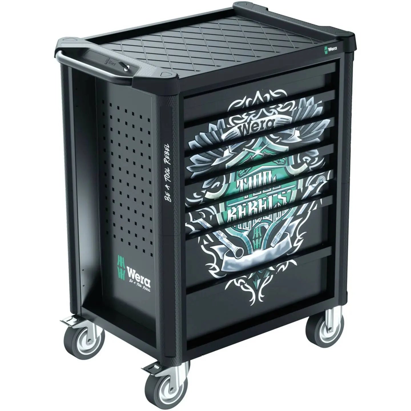 B-Ware Wera Werkstattwagen Werkzeugwagen Schwarz Schubladenschrank Tool Rebel Design