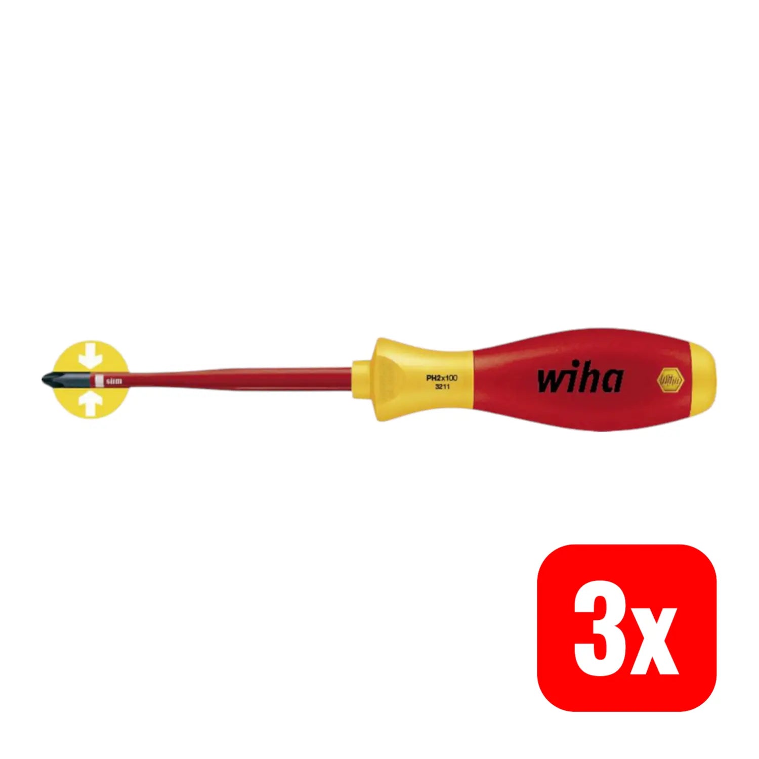 B-Ware Wiha 3241 Sf Slim Line Vde Kreuzschlitz Schraubendreher Pz2 Klinge 100mm 3 Stück