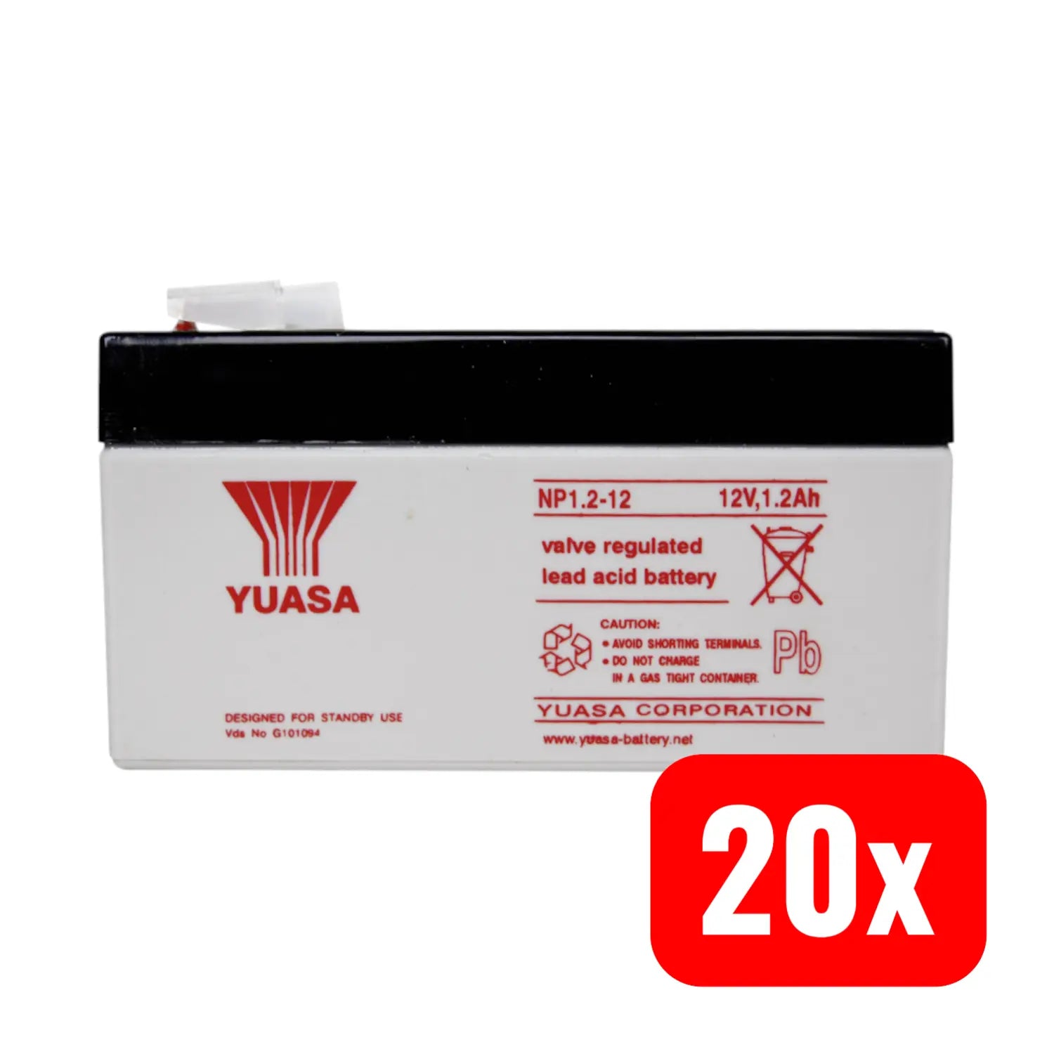 B-Ware Yuasa Np1.2 12 Np1.2 12 Bleiakku Blei Vlies 12 V 1.2 Ah Akku Flachstecker 20 Stück