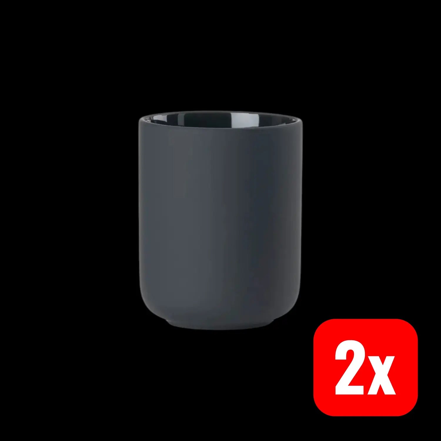 B-Ware Zone Denmark Zahnputzbecher Becher Badezimmer Schwarz Steingut Soft 2 Stück