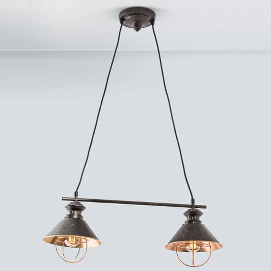 B-Ware Orion Zweiflammige Hängeleuchte Shanta Schwarzkupfer Pendelleuchte Deckenlampe